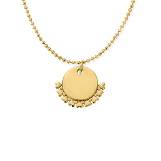 ChloBo Personalised Diamond Cut Adjuster Necklace with Heart Charm - Gold (PGCDCADJ3063)