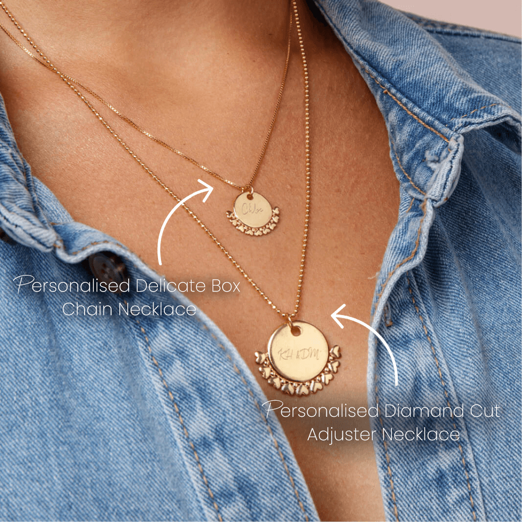 ChloBo Personalised Diamond Cut Adjuster Necklace with Star Charm - Gold (PGCDCADJ3064)