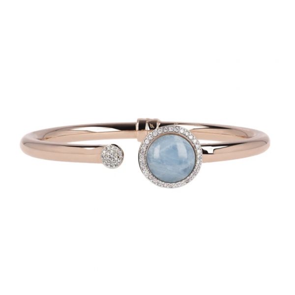 Bronzallure Natural Stone and Cubic Zirconia Cuff Bracelet (WSBZ00579.LB)