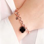 Bronzallure Four Leaf Clover Charm Bracelet - Black Onyx (WSBZ00912.BO)