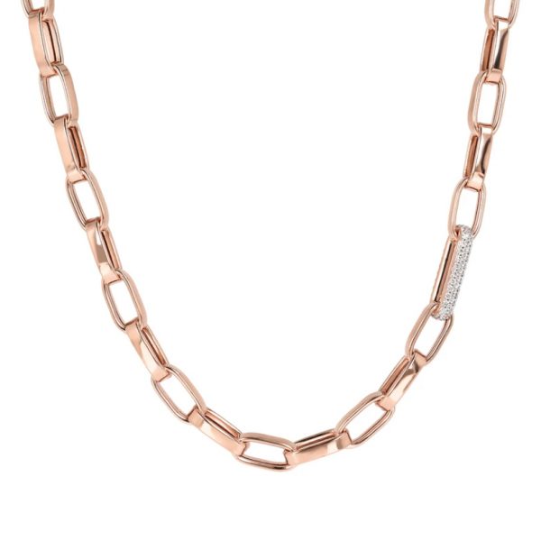 Bronzallure Bold Forzatina Chain Necklace with Pavé Detail (WSBZ01870.W)