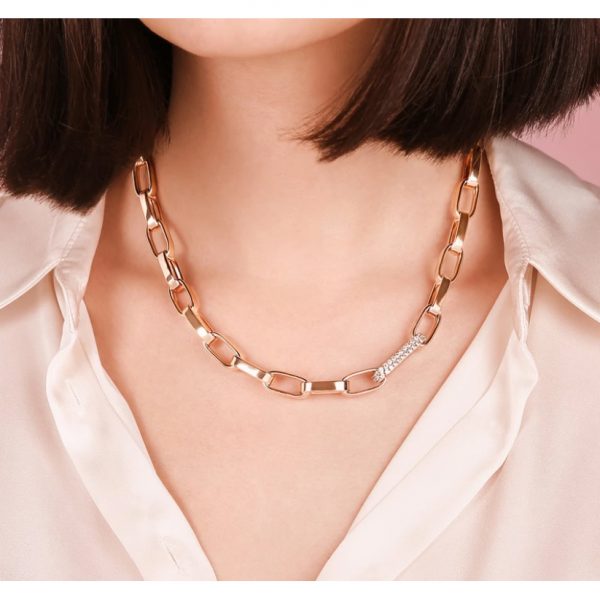 Bronzallure Bold Forzatina Chain Necklace with Pavé Detail (WSBZ01870.W)