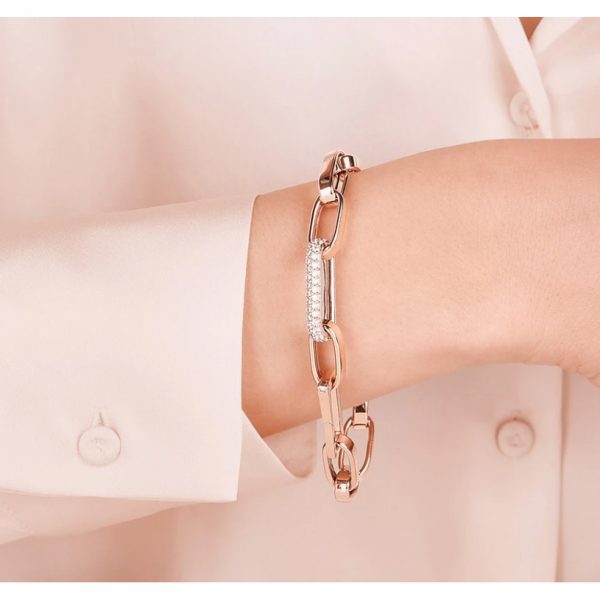 Bronzallure Bold Forzatina Chain Bracelet with Pavé Detail (WSBZ01871.W)