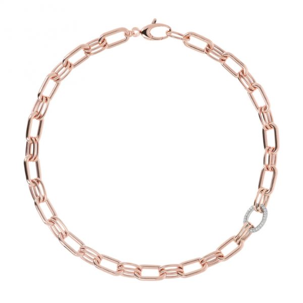 Bronzallure Forzatina Chain Necklace with Cubic Zirconia (WSBZ01879.W)