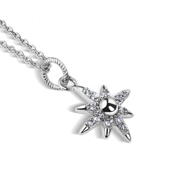 Newbridge Silverware Silver Plated Star Pendant with Clear Stones (P022SR)