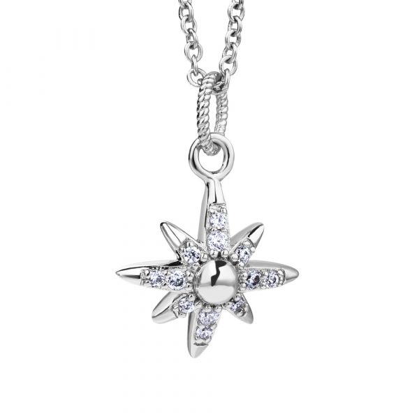 Newbridge Silverware Silver Plated Star Pendant with Clear Stones (P022SR)