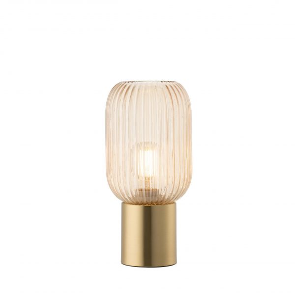 Galway Crystal Fluted Glass Table Lamp - Amber (GCL02)