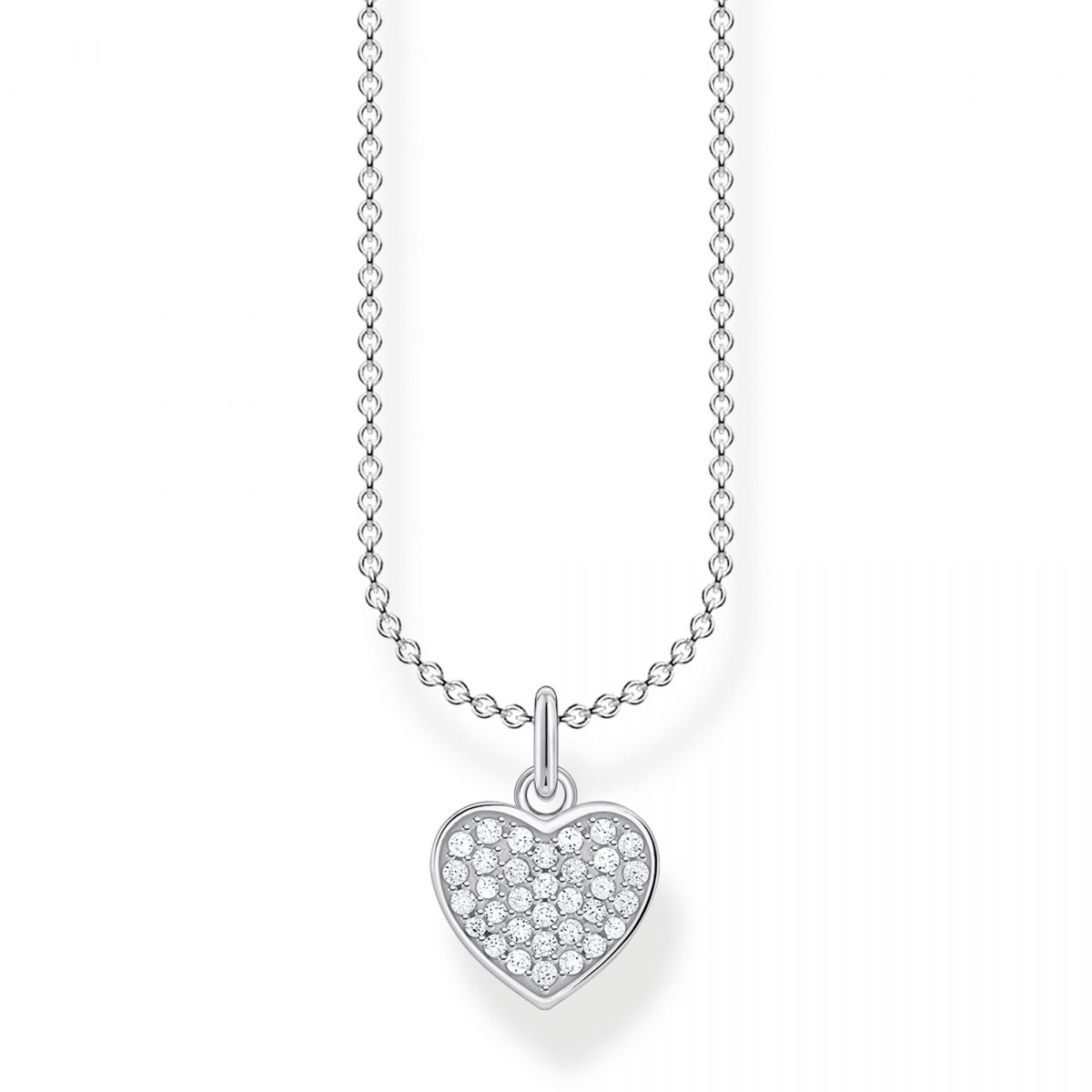 Thomas Sabo Pavé Heart Necklace in Silver (KE2046-051-14-L45V)