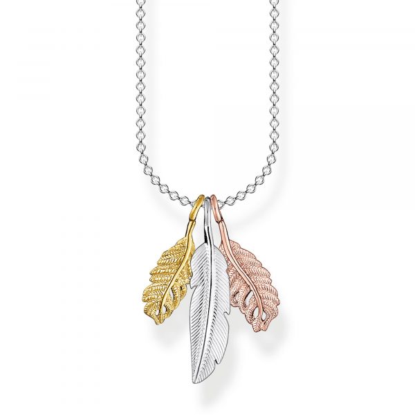 Thomas Sabo Three-Tone Feather Necklace (KE2054-431-7-L45V)