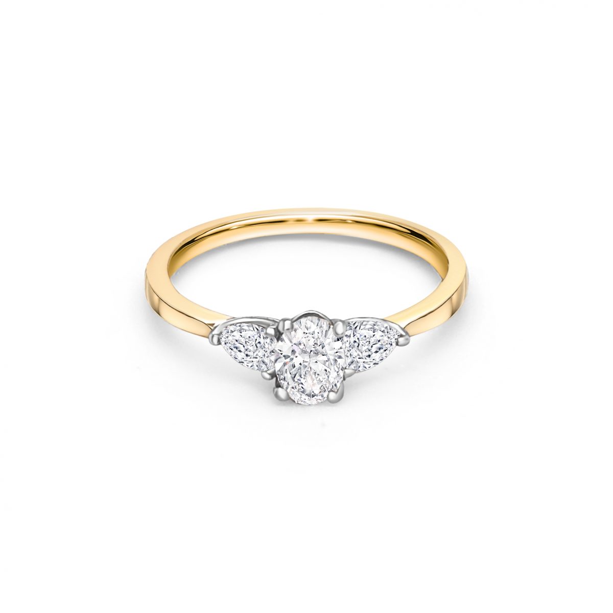 18ct Yellow and White Gold Three Stone Engagement Ring