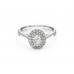 18ct White Gold Oval Halo Engagement Ring