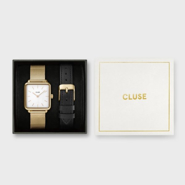 Cluse Gift Box La Tétragone Gold Watch & Leather Strap (CG10318)