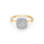 18ct Yellow Gold Diamond Halo Engagement Ring