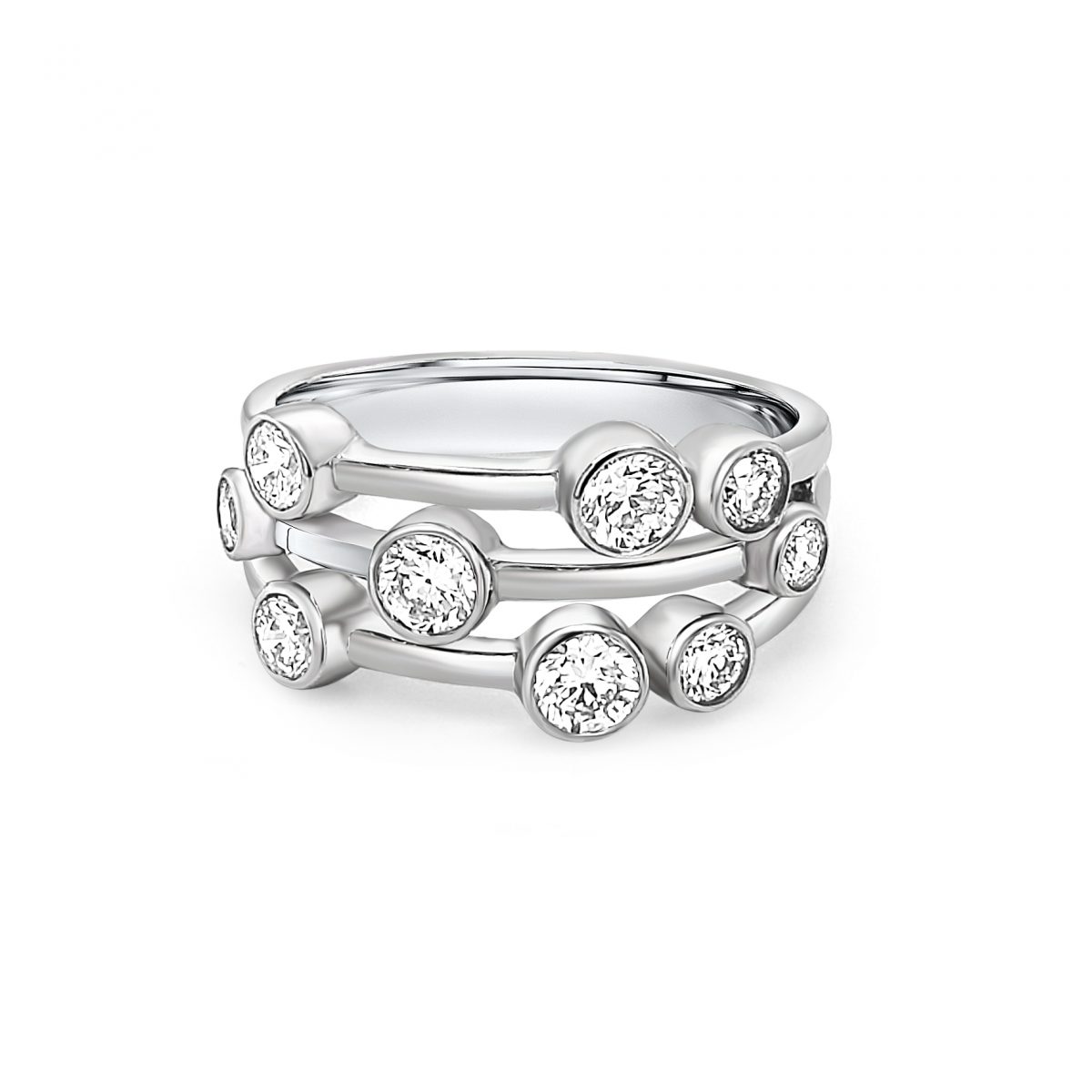18ct White Gold Nine Stone Diamond Cocktail Ring