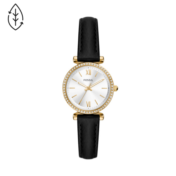Fossil Carlie Three-Hand Black Eco Leather Watch (ES5127)