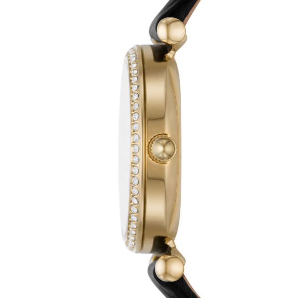 Fossil Carlie Three-Hand Black Eco Leather Watch (ES5127)