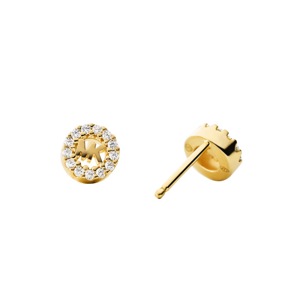 Michael Kors Gold-Plated Sterling Silver Pavé Logo Studs (MKC1033AN710)