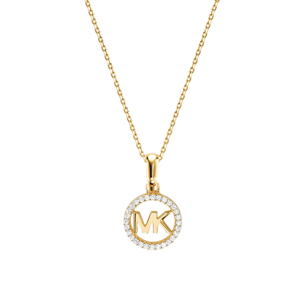 Michael Kors Gold-Plated Sterling Silver Pavé Logo Necklace (MKC1108AN710)