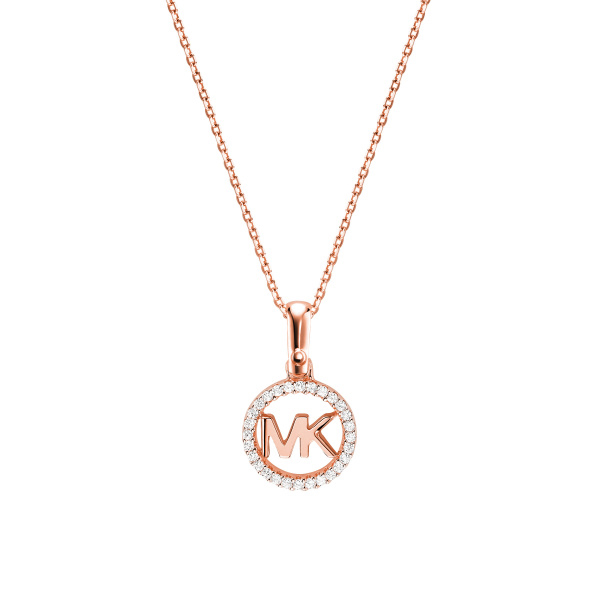 Michael Kors Rose-Gold Plated Sterling Silver Pavé Logo Necklace (MKC1108AN791)