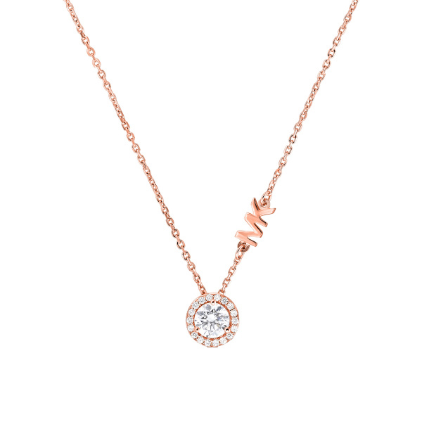 Michael Kors Rose-Gold Plated Sterling Silver Pavé Halo Necklace (MKC1208AN791)