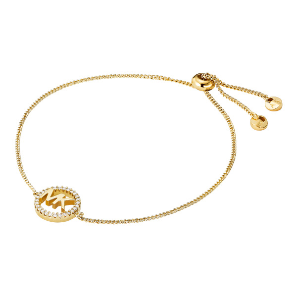 Michael Kors Gold-Plated Sterling Silver Pavé Logo Slider Bracelet (MKC1246AN710)