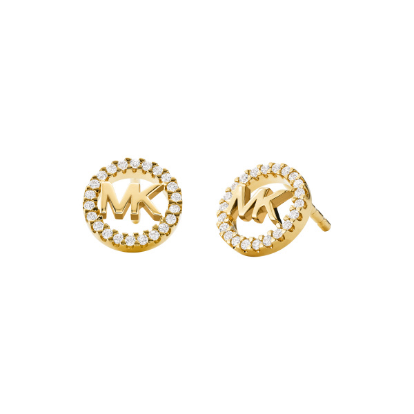 Michael Kors Gold-Plated Sterling Silver Pavé Logo Studs (MKC1247AN710)