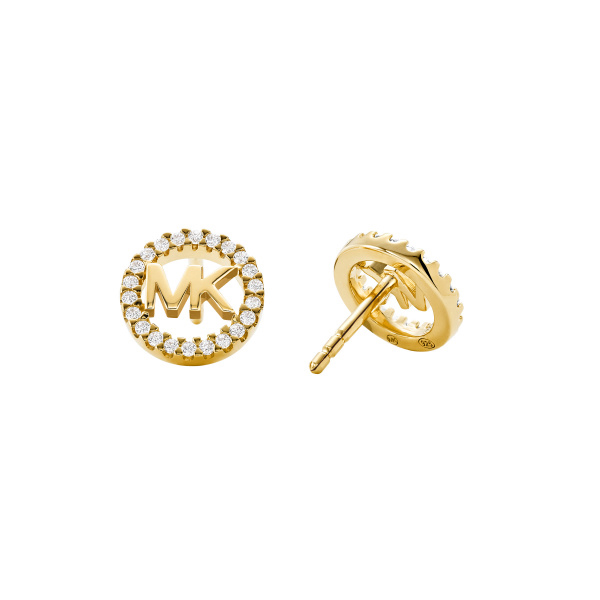 Michael Kors Gold-Plated Sterling Silver Pavé Logo Studs (MKC1247AN710)