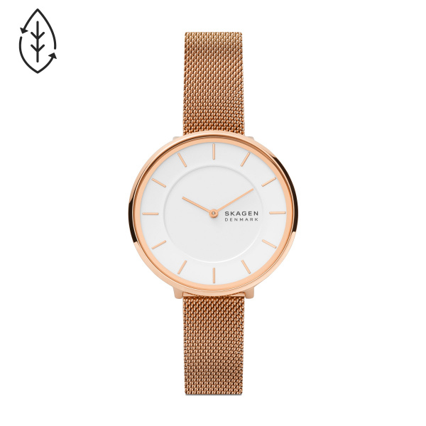 Skagen Gitte Two-Hand Rose Gold-Tone Stainless Steel Mesh Watch (SKW3013)