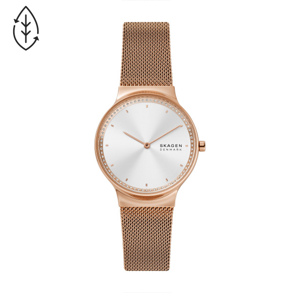 Skagen Freja Two-Hand Rose-Gold Tone Stainless Steel Mesh Watch (SKW3020)