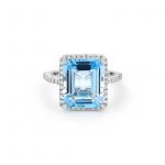 9ct White Gold Blue Topaz and Diamond Cocktail Ring