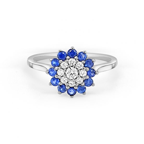 9ct White Gold Sapphire and Diamond Ring