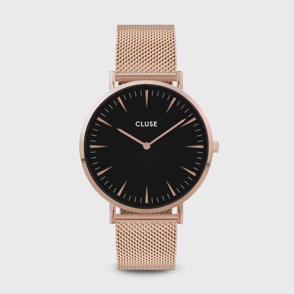 Cluse Boho Chic Mesh Black and Rose Gold Colour (CW0101201003)