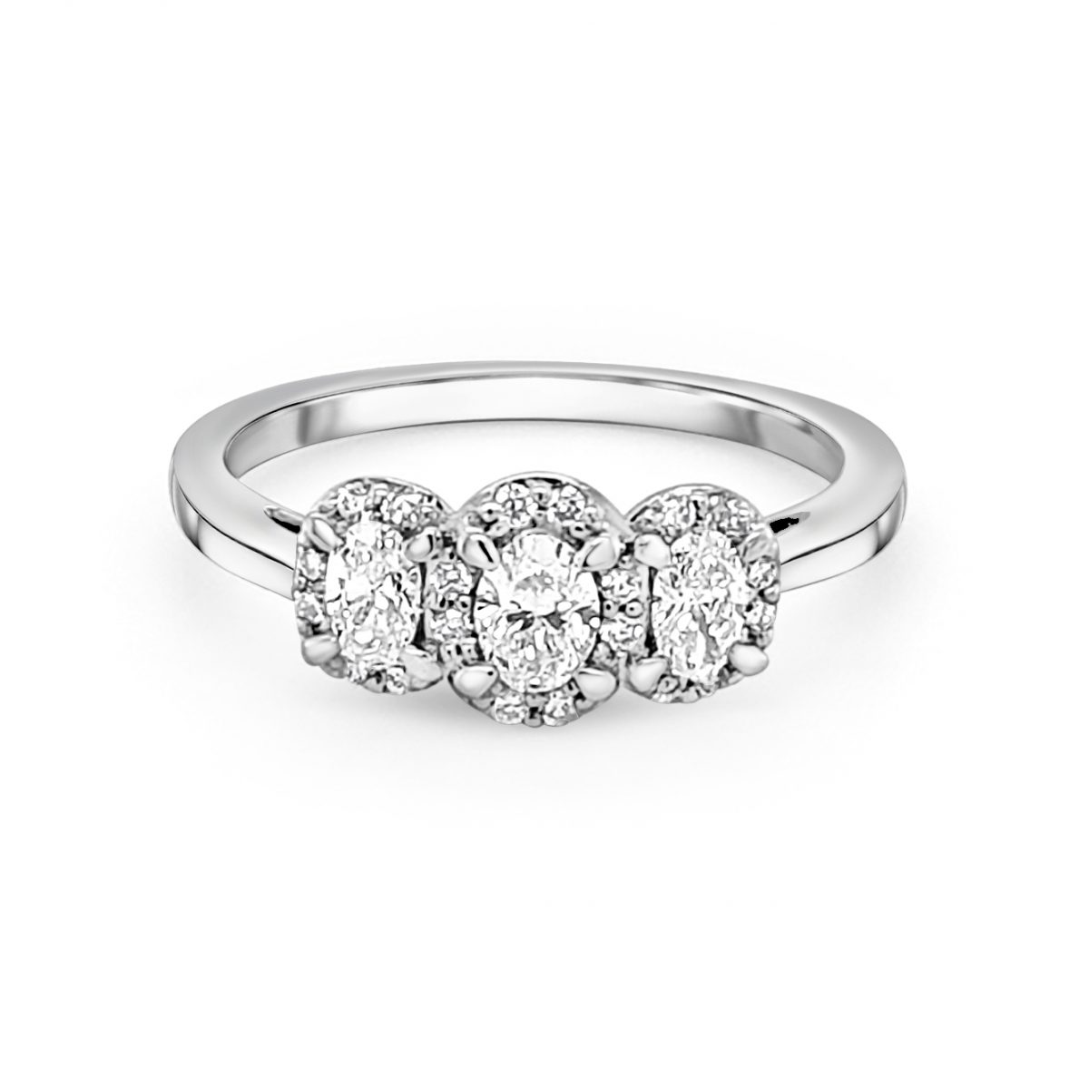 9ct White Gold Three Stone Engagement Ring