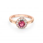 Cathal Barber Goldsmith 9ct Rose Gold Rubellite and Diamond Ring