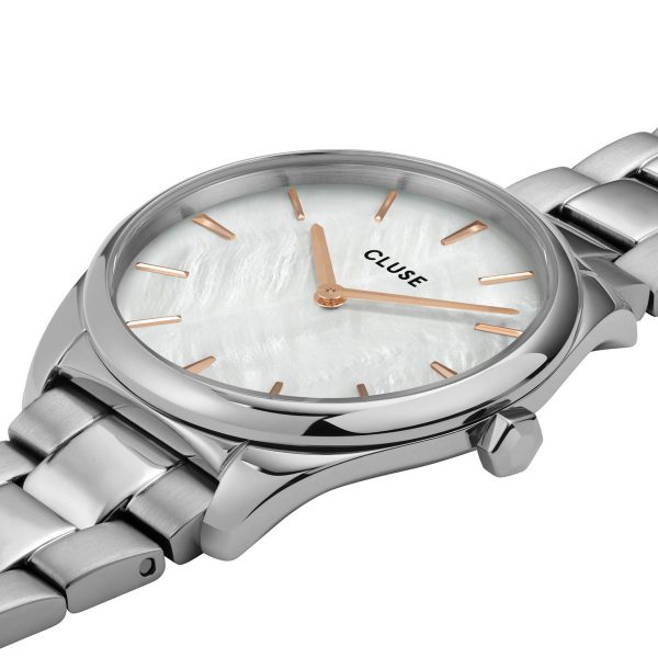Cluse Féroce Petite Steel White Pearl and Silver Colour (CW11211)
