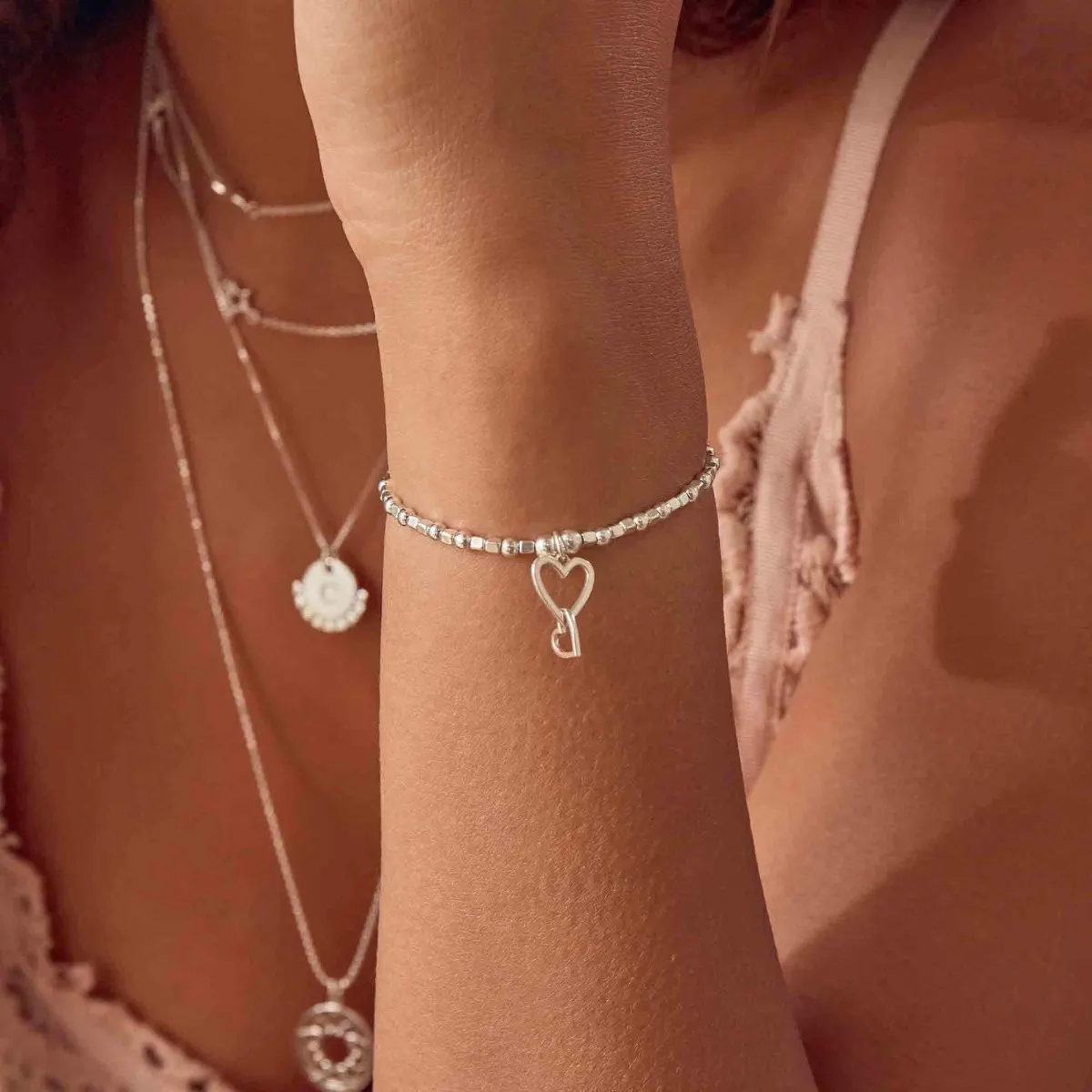 ChloBo Mini Cube Interlocking Love Heart Bracelet SBCFB572 RJ