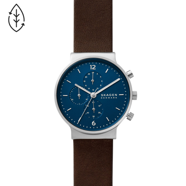 Skagen Ancher Chronograph Espresso Eco Leather Watch (SKW6765)