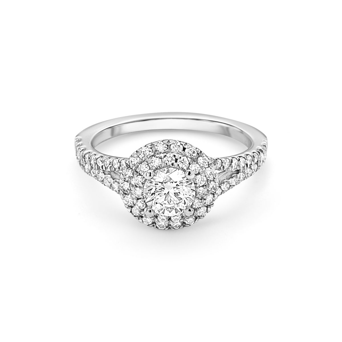 Platinum Circle Halo Engagement Ring