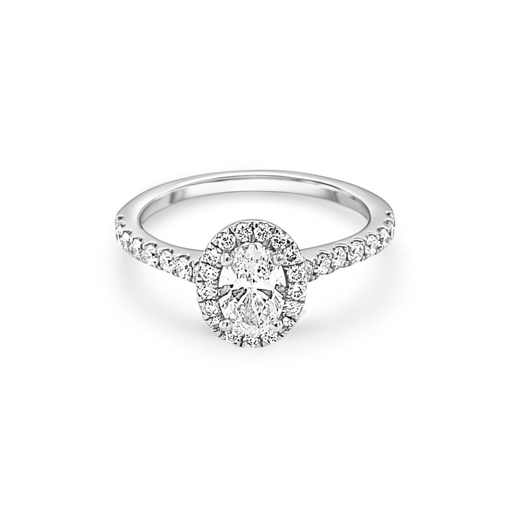 Platinum Oval Halo Engagement Ring RJ Barber & Sons