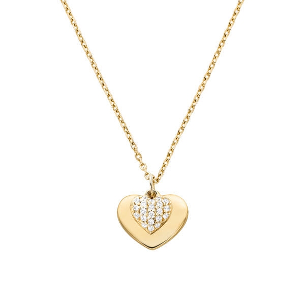 Michael Kors Gold Plated Sterling Silver Pavé Heart Necklace (MKC1120AN710)