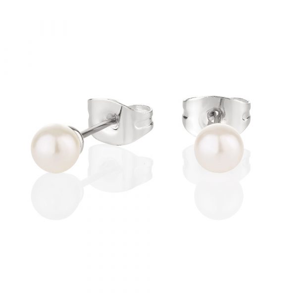 Newbridge Silverware Silver Plated Pearl Earring 4mm (ER542)