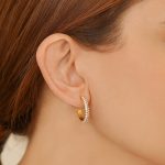 Newbridge Silverware Hoop Earrings with Golden Honey Stones (ER8823)