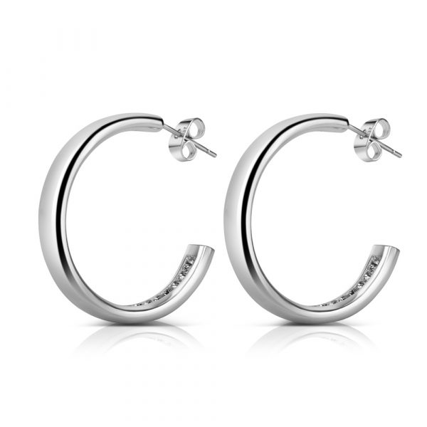 Newbridge Silverware Hoop Earrings with Clear Stones (ER8824)