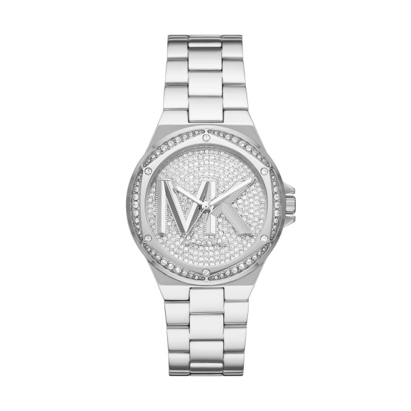 Michael Kors Lennox Pavé Logo Silver Tone Watch (MK7234)