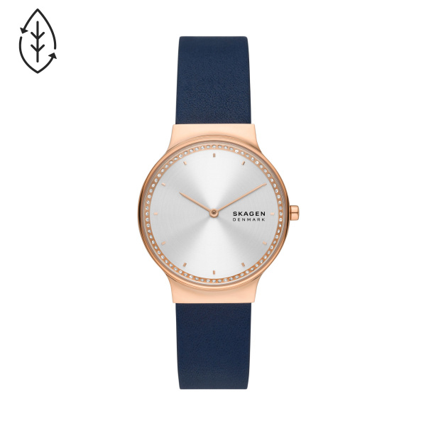 Skagen Freja Two-Hand Ocean Blue Leather Watch (SKW3026)