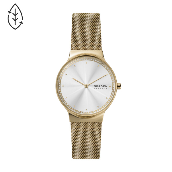 Skagen Freja Two-Hand Gold Stainless Steel Mesh Watch (SKW3027)