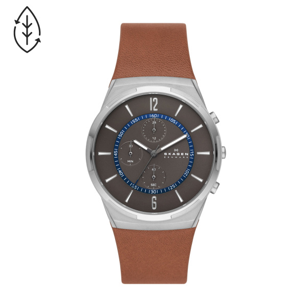 Melbye Chronograph Three-Hand Medium Brown Leather Watch (SKW6805)