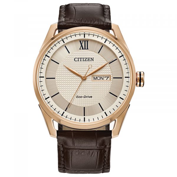 Citizen Classic Ivory Dial Leather Strap Watch (AW0082-01A)