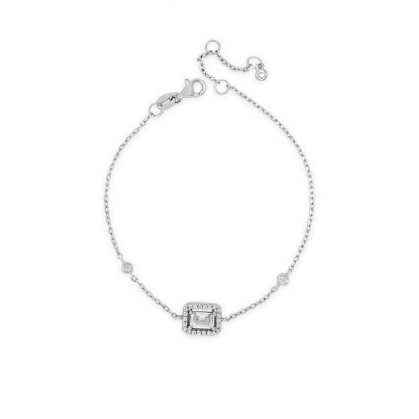Absolute Jewellery Sterling Silver Cubic Zirconia Square Bracelet (SB126SL)