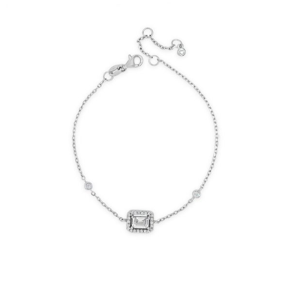 Absolute Jewellery Sterling Silver Cubic Zirconia Square Bracelet (SB126SL)